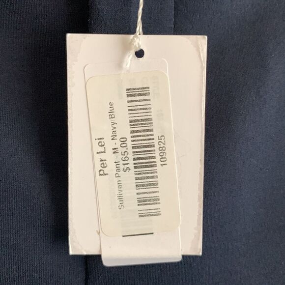 NWT Ecru Sullivan Ponte Stretch Tuxedo Stripe Navy Blue Trouser Dress Pants Sz M - Picture 7 of 11